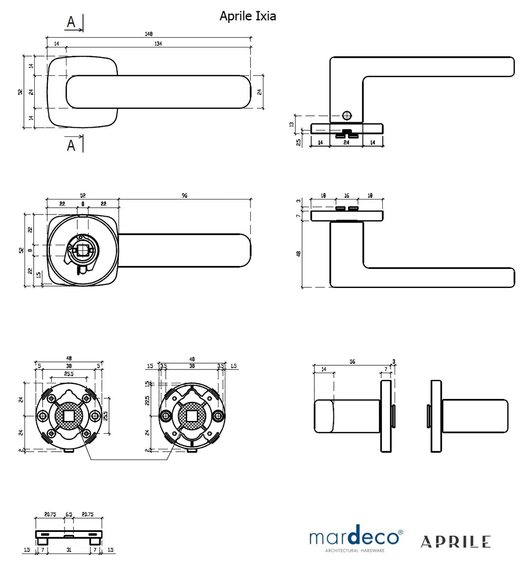 AS APRILE Ixia Square Radius Rose QR SLIM 7MM